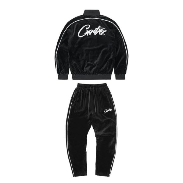 d110448_25032-1.jpg Tracksuit Corteiz Velour Black with White Logo CZ007 - Image 1