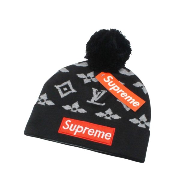 d110456_2651-1.jpg Beanie Louis Vuitton x Supreme Logo Pom-Pom Collection LV030 - Image 1