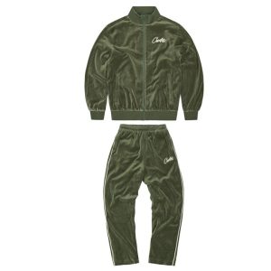 Tracksuit Corteiz Velour Green with White Logo CZ008
