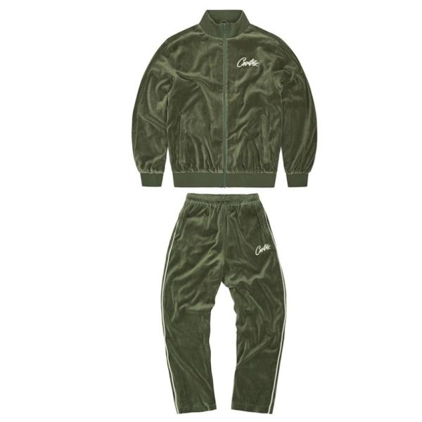 d110639_25043-1.jpg Tracksuit Corteiz Velour Green with White Logo CZ008 - Image 1