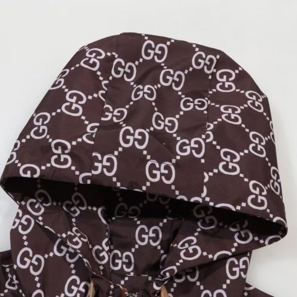 Jacket Gucci Monogram Hooded Brown GC098 - Image 3