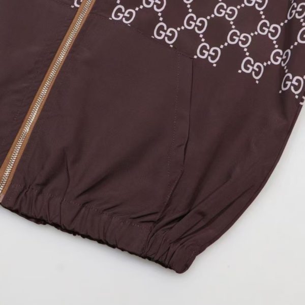 Jacket Gucci Monogram Hooded Brown GC098 - Image 4