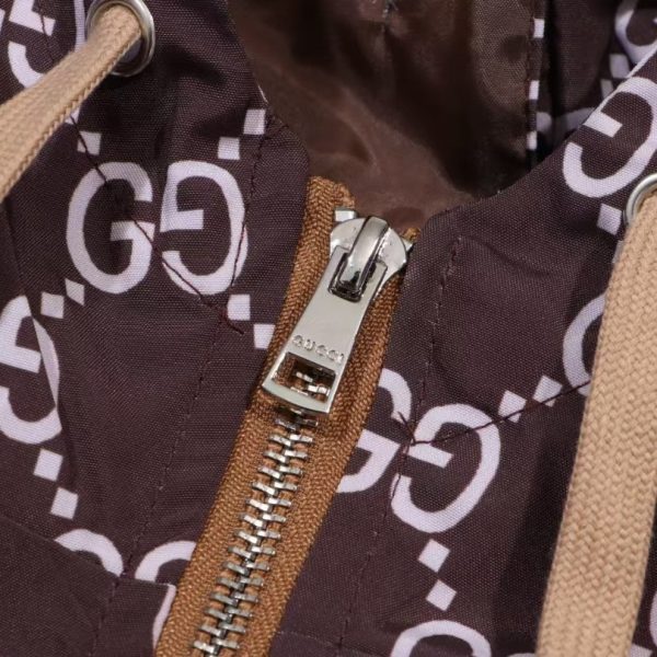 Jacket Gucci Monogram Hooded Brown GC098 - Image 7