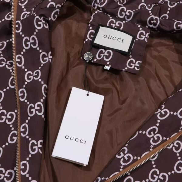 Jacket Gucci Monogram Hooded Brown GC098 - Image 9