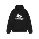 Hoodie Balenciaga Black Logo Print BL064