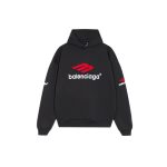 Hoodie Balenciaga Black Red Logo Pullover BL065