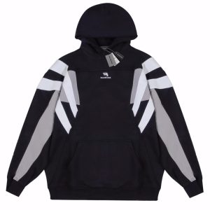Hoodie Balenciaga 3 Stripes Black White BL066