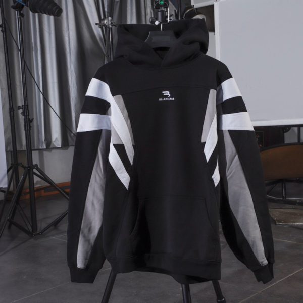 Hoodie Balenciaga 3 Stripes Black White BL066 - Image 4