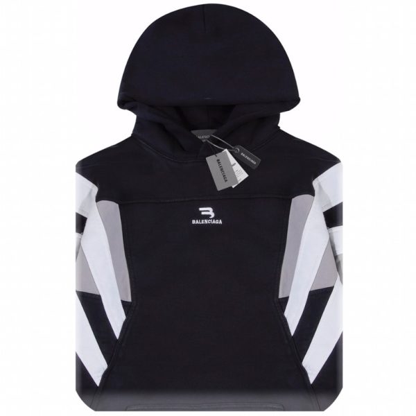 Hoodie Balenciaga 3 Stripes Black White BL066 - Image 5