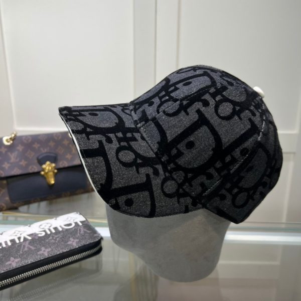Cap Dior Black Monogram Adjustable DO058 - Image 5