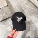 Cap Dior Black Script Logo Adjustable DO059 - Image 2