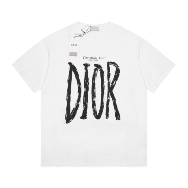 T-shirt Dior Black Graphic Logo Couture DO064 - Image 2