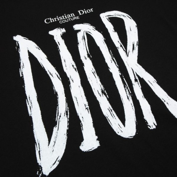T-shirt Dior Black Graphic Logo Couture DO064 - Image 5