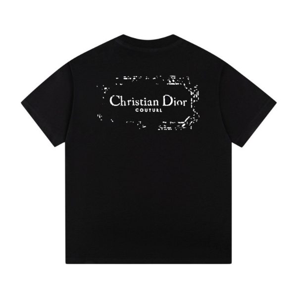T-shirt Dior Black Distressed Logo Couture DO065 - Image 2