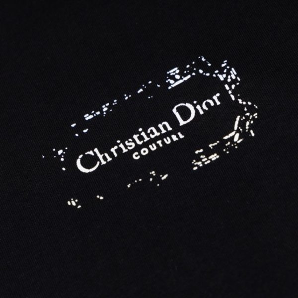 T-shirt Dior Black Distressed Logo Couture DO065 - Image 3