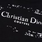T-shirt Dior Black Distressed Logo Couture DO065 - Image 4