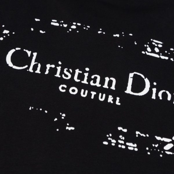 T-shirt Dior Black Distressed Logo Couture DO065 - Image 4