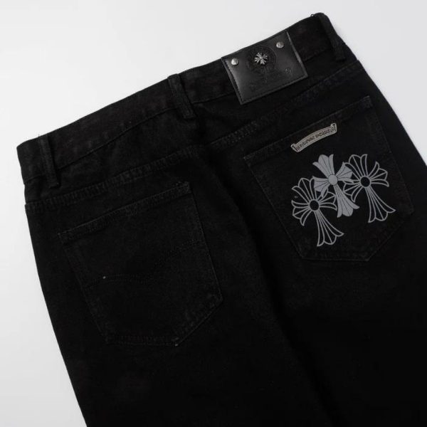 Jeans Chrome Hearts Black Cross Embroidery CH066 - Image 3
