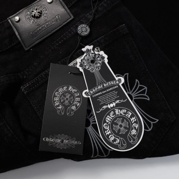 Jeans Chrome Hearts Black Cross Embroidery CH066 - Image 4