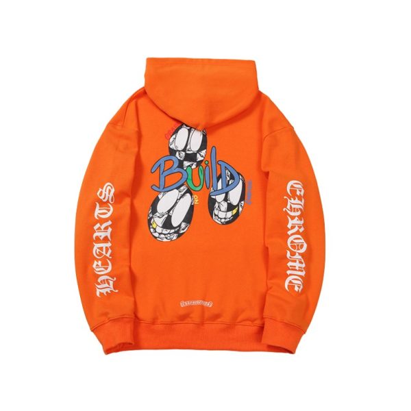 Hoodie Chrome Hearts Build Graphic Orange CH075 - Image 2