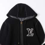 Hoodie Louis Vuitton LV Embroidered Zip-Up LV056 - Image 4