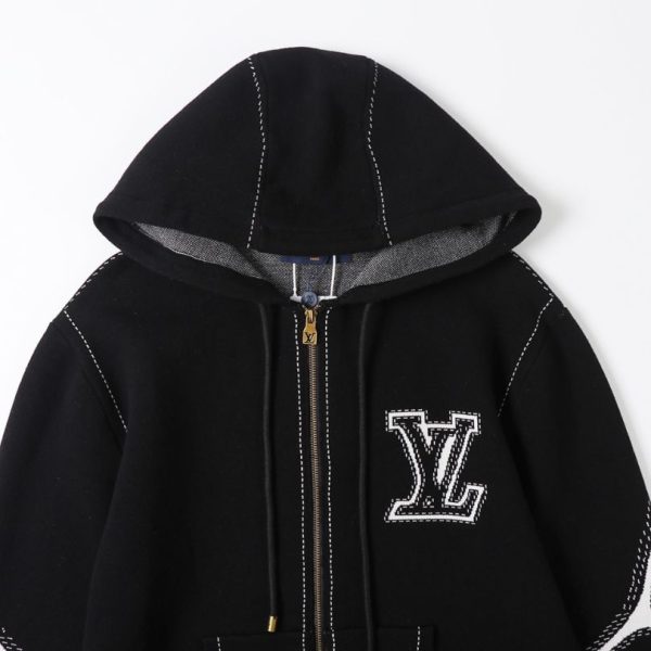 Hoodie Louis Vuitton LV Embroidered Zip-Up LV056 - Image 4