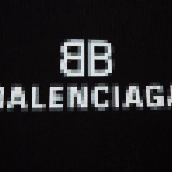T-shirt Balenciaga BB Pixel Logo Black BL068 - Image 3