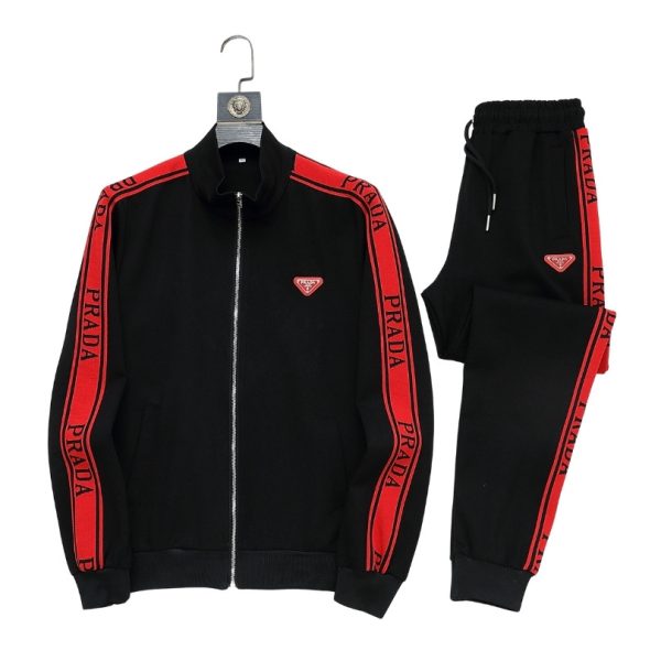 d114462_25148-1.jpg Tracksuit Prada White and Black Red Stripe PD050 - Image 1