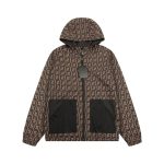 Hooded Fendi Eyes Jacket Black and Brown FE003