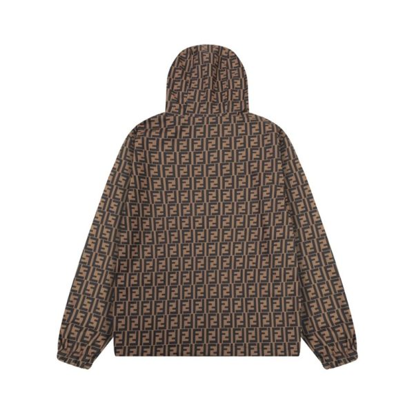 Hooded Fendi Eyes Jacket Black and Brown FE003 - Image 2