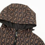 Hooded Fendi Eyes Jacket Black and Brown FE003 - Image 8