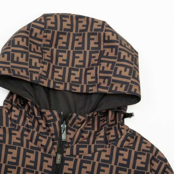 Hooded Fendi Eyes Jacket Black and Brown FE003 - Image 8