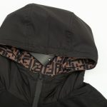 Hooded Fendi Eyes Jacket Black and Brown FE003 - Image 9