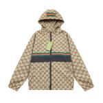 Jacket Windbreaker Gucci Monogram Beige Brown GC112 - Image 2