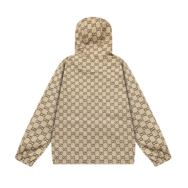 Jacket Windbreaker Gucci Monogram Beige Brown GC112 - Image 4