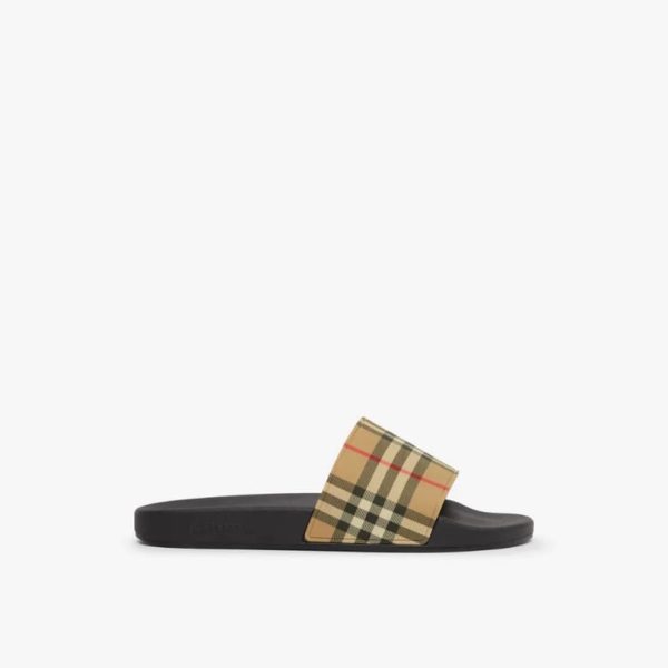 d117003_16846-1.jpg Slide Sandals Burberry Check Print Plaid BY008 - Image 1