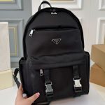 Backpack Prada Black Nylon with Silver Buckles PD058 - Image 2