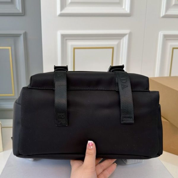 Backpack Prada Black Nylon with Silver Buckles PD058 - Image 5