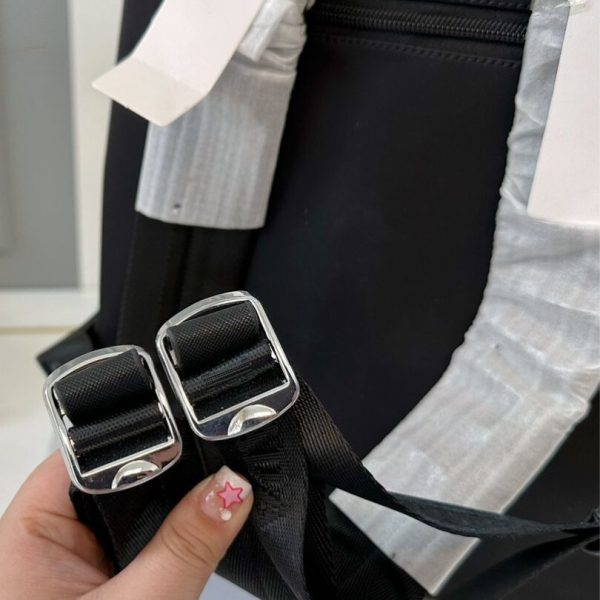 Backpack Prada Black Nylon with Silver Buckles PD058 - Image 8