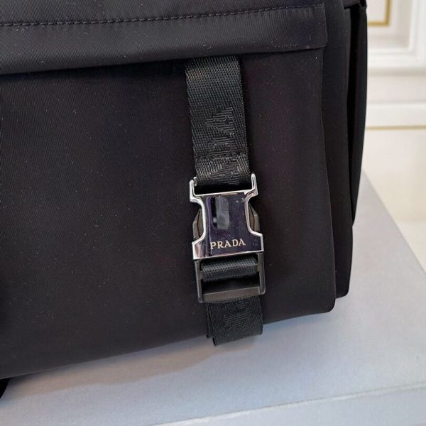 Backpack Prada Black Nylon with Silver Buckles PD058 - Image 9