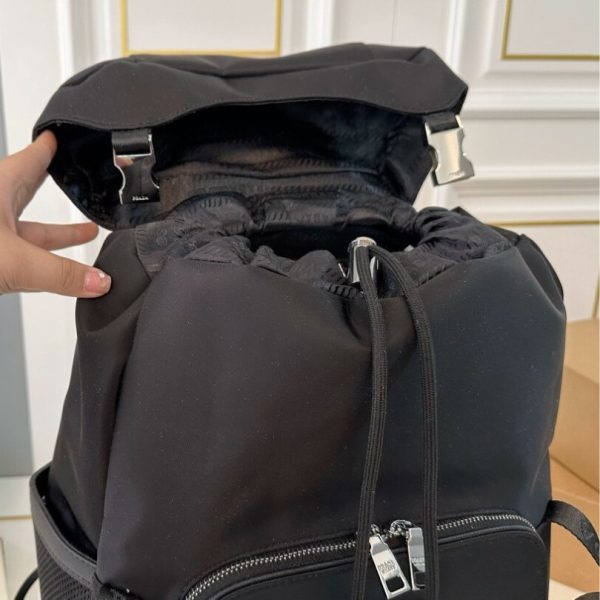 Backpack Prada Black Nylon with Drawstring Closure PD059 - Image 3