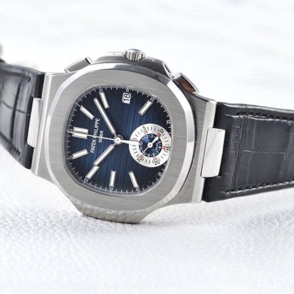 Patek Philippe Nautilus Chronograph Black Leather PTP007 - Image 2