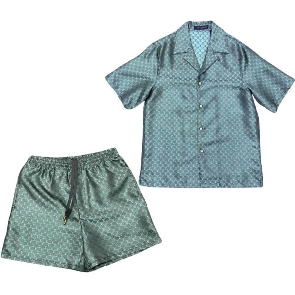 d118132_14135-1.jpg Set Louis Vuitton LV Monogram Shirt & Shorts LV079 - Image 1
