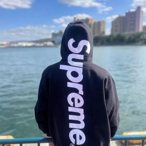 Hoodie Supreme satin-appliqué “Grey” SP066 - Image 7