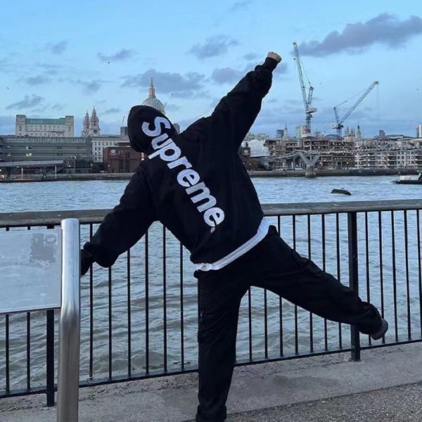 Hoodie Supreme satin-appliqué “Grey” SP066 - Image 8