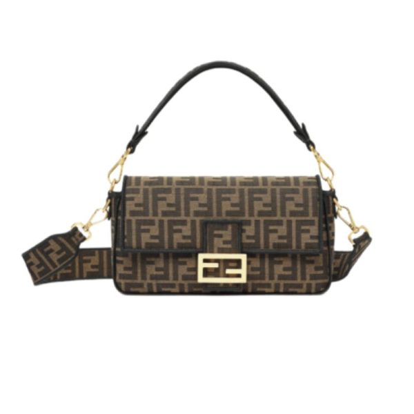 d128778_16570-1.jpg Shoulder Bag Fendi Baguette In Tessuto Jacquard FF Marrone FDW001 - Image 1