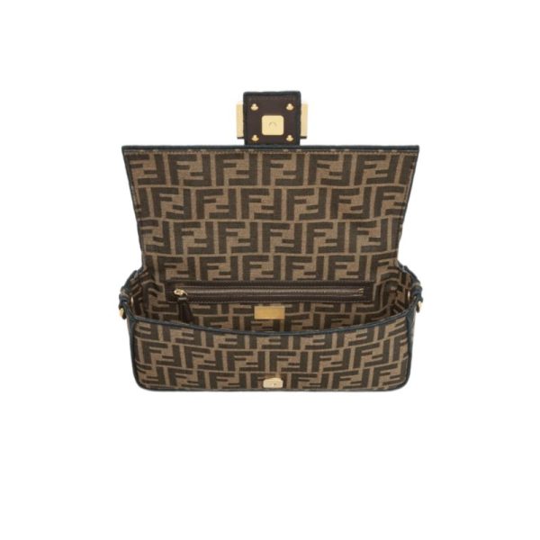 Shoulder Bag Fendi Baguette In Tessuto Jacquard FF Marrone FDW001 - Image 5