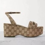 Gucci High Heel Horsebit Canvas Platform GCW012