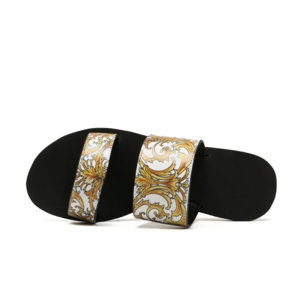 Versace Western Baroque Patterned Flat Sandals VSC014 - Image 8