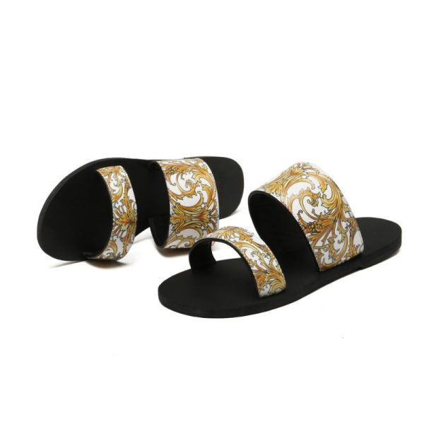 Versace Western Baroque Patterned Flat Sandals VSC014 - Image 9